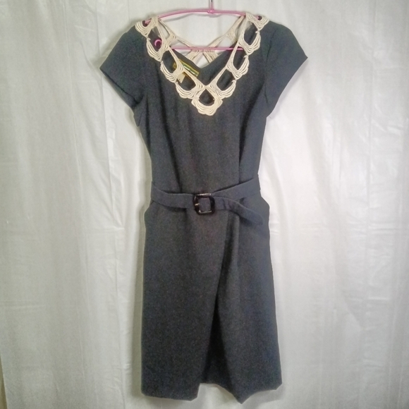 Libertine for Target Black Embroidered Lace Belted Dress Junior 9 - Picture 2 of 16